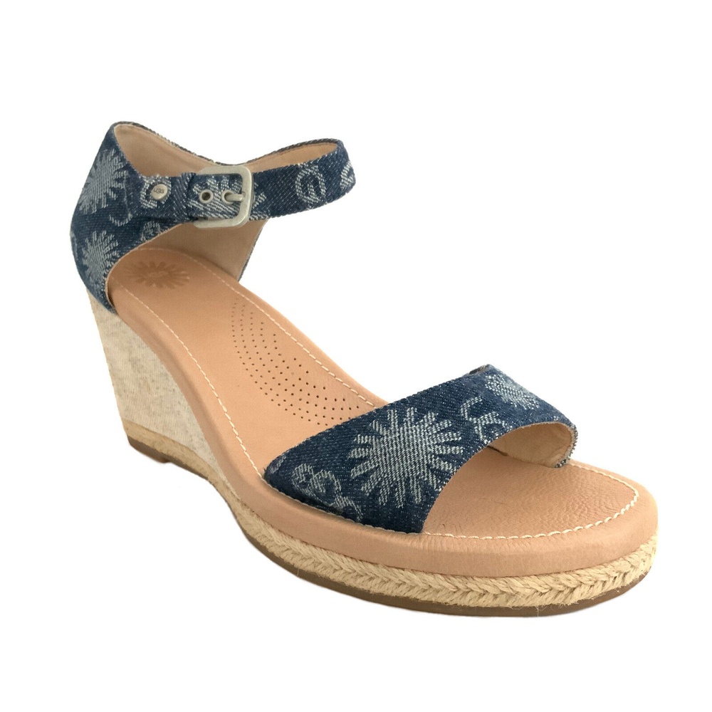 New UGG Australia Atasha Denim Platform Wedge Sandals 11